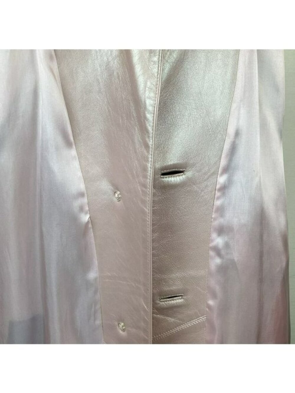Dero By Rocco DAmelio Womens Pink Leather Coat Medium Button Front Made In USA - Picture 11 of 16